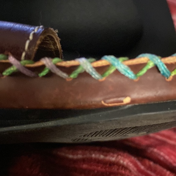 Corkys Antiqua Leather Hand-Painted Boho Toe Post Thong Sandals Size 7 VGC - Picture 6 of 11